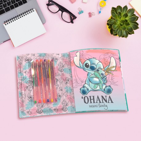 Set Livre de Coloriage Stitch Disney et 6 Stylos Gel